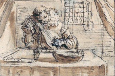 Jeune homme accordant son instrument - Crispin I de Passe