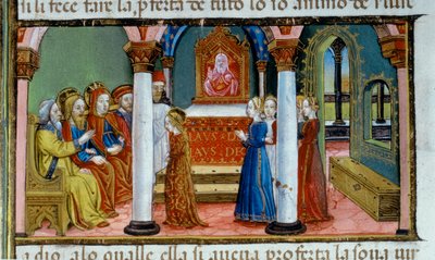 Illumination représentant Marie prenant le vœu de virginité, dans le Codex De Predis - Cristoforo De Predis