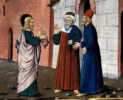 Judas va voir le prêtre et confesse sa trahison du Christ, du Leggendario Sforza-Savoia - Cristoforo De Predis