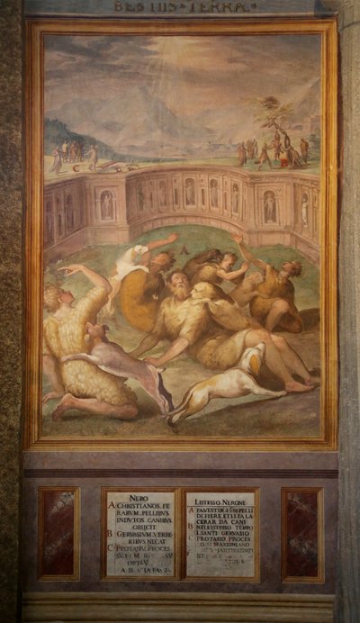 Saints, possiblement Gervais et Protais, jetés aux animaux - Cristoforo and Tempesta, Antonio Roncalli
