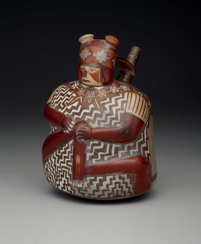 Vase Dépeignant un Guerrier Blessé, Période Intermédiaire Ancienne, Phase Nazca 7, c.500-600 - Culture Nazca