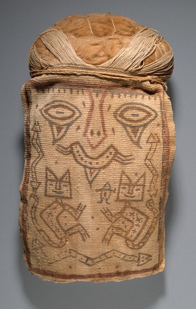 Fausse tête pour paquet funéraire ou masque de momie, 200-100 avant J.-C. - Culture Paracas