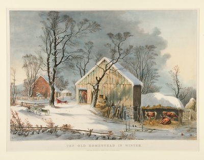 La vieille maison en hiver - Currier and Ives