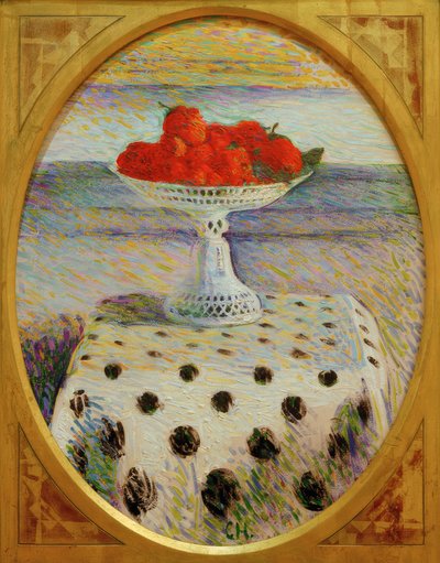 Nature morte avec fraises dans un bol en porcelaine ajouré - Curt Herrmann