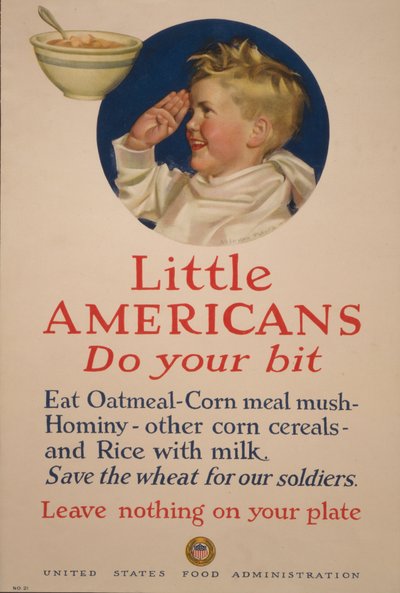 Petits Américains, faites votre part. Économisez le blé pour nos soldats - Ne laissez rien dans votre assiette - Cushman Parker