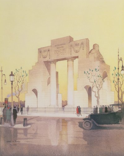 Le Mercantile Marine Monument, construit par Edwin Landseer Lutyens (1869-1944) (aquarelle sur papier) - Cyril Farey