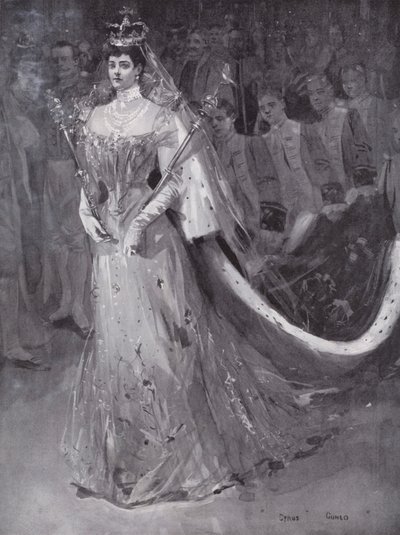 La reine Alexandra quittant l