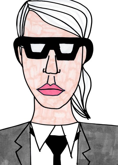 Karl Lagerfeld (feutre sur papier) - Daisy de Villeneuve