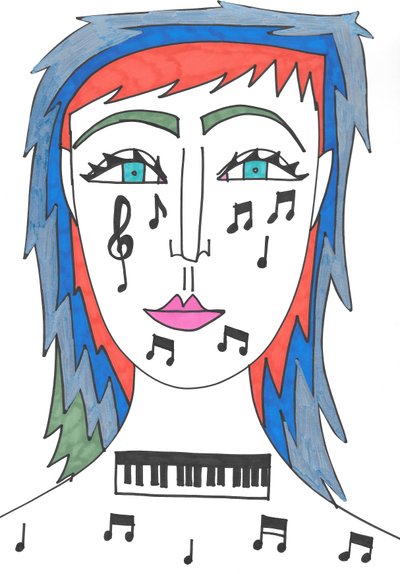 Musique (feutre sur papier) - Daisy de Villeneuve