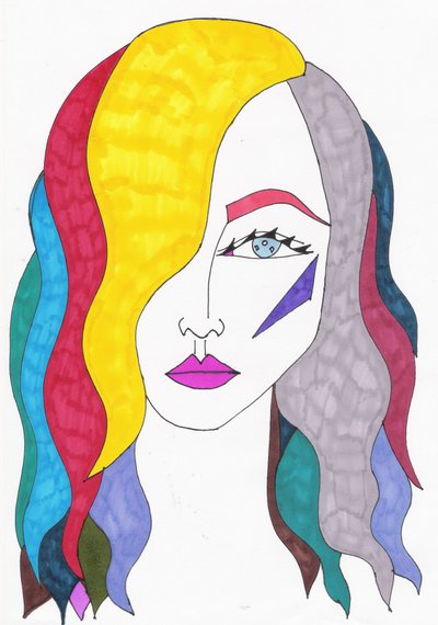 Cheveux arc-en-ciel, 2017 (feutre sur papier) - Daisy de Villeneuve