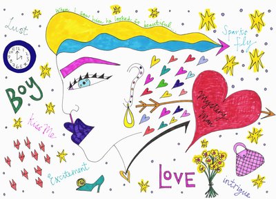Sparks Fly, 2017 (feutre sur papier) - Daisy de Villeneuve