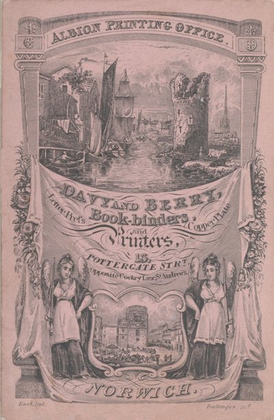 Carte de visite pour Davy et Berry, relieur et imprimeur - Dallinger