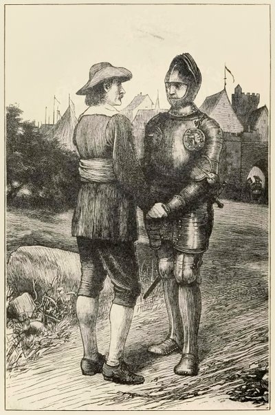Hopeful et Christian de The Pilgrims Progress From This World, To That Which Is To Come par John Bunyan (1628-1688) illustration par Thomas Dalziel (1823-1906) Hopeful de la ville de Vanity rejoint Christian - Dalziel Brothers