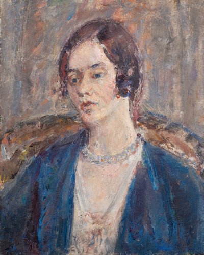 Femme mélancolique en bleu, vers 1935 (huile sur toile) - Dame Ethel Walker