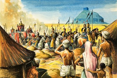 Des indigènes indiens observent un cortège d