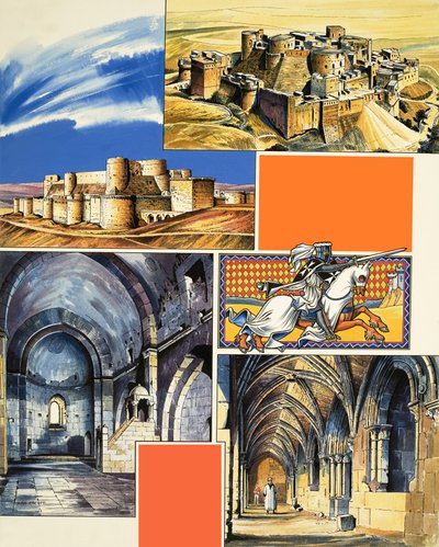 Le Krak Des Chevaliers en Syrie (gouache sur papier) - Dan Escott