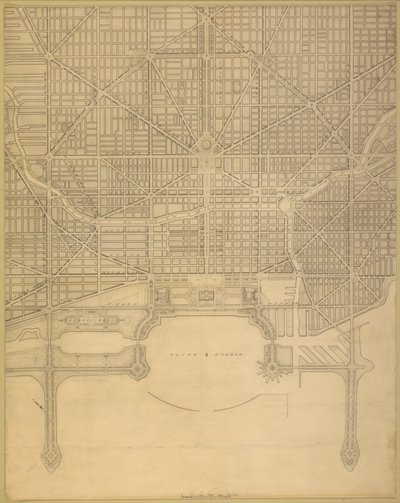 Planche 110 du Plan de Chicago, 1909 : Chicago. Plan du système complet de rues - Daniel Burnham