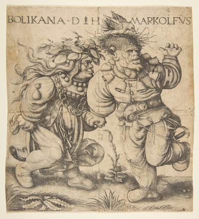 Bolinka et Marcolfus, fin du XVe-début du XVIe siècle - Daniel Hopfer