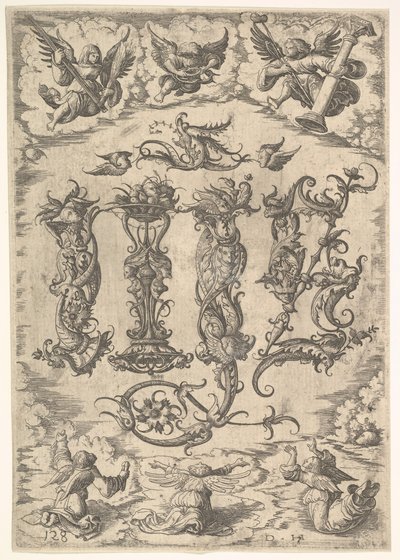 Monogramme IHS entouré de six anges, vers 1485-1536 - Daniel Hopfer