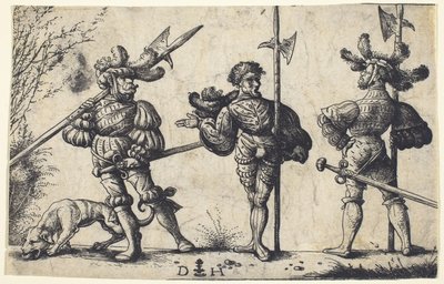 Trois soldats allemands armés de hallebardes - Daniel Hopfer