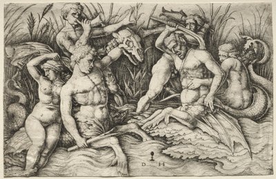 Deux tritons combattant - Bataille des dieux de la mer (partie droite) - Daniel Hopfer
