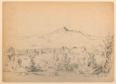 Dessin, étang et montagne de Chocorua, New Hampshire, 28 septembre 1854 - Daniel Huntington