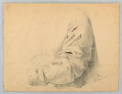 Dessin, étude de la draperie du corsage, 1er décembre 1845 - Daniel Huntington
