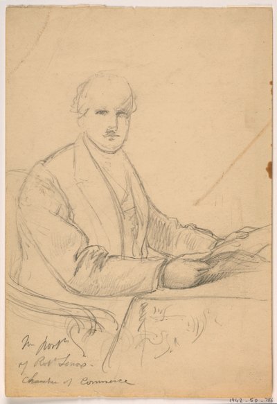 Dessin, Robert Lenox assis à un bureau pour la Chambre de commerce Portrait, 1865 - Daniel Huntington