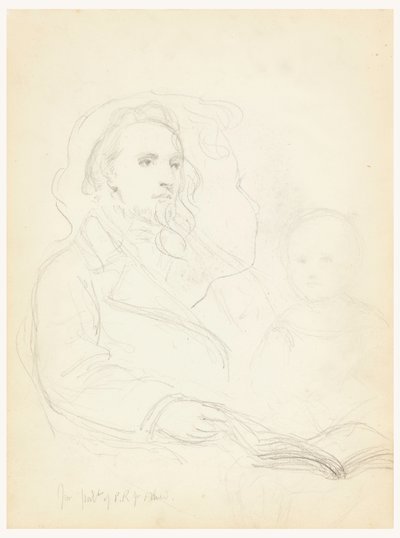 Dessin, esquisses pour "Lesson of Charity" et portrait de Peter Richards, Jr, 1849 - Daniel Huntington