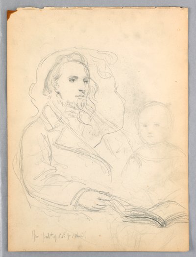 Dessin, esquisses pour "Lesson of Charity" et portrait de Peter Richards, Jr, 1849 - Daniel Huntington