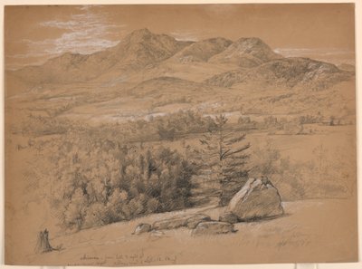 Dessin, vue du mont Chocorua, depuis la colline à droite de la route d