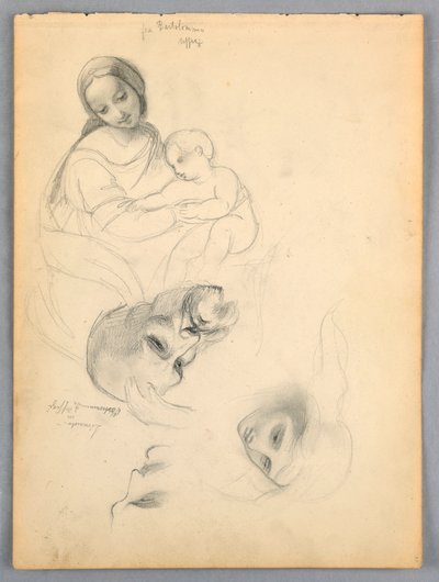Madone et enfant, esquisses d