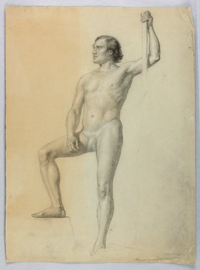 Nu masculin avec un pied sur une marche - Daniel Huntington