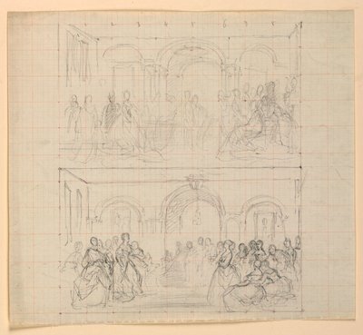 Deux Compositions de Figures pour la Peinture "La Cour Républicaine" (Jour de Réception de Lady Washington) - Daniel Huntington