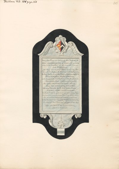 Mémorial à Henry et Penelope Colchester, et quatre enfants et deux petits-enfants, de l