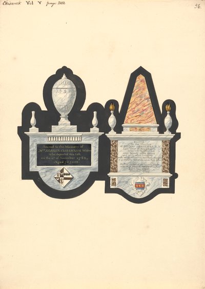 Monuments à Mme Rebecca Cassamajor et Thoma Spateman, église de Chiswick - Daniel Lysons