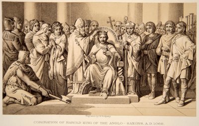 Couronnement de Harold II en 1066, gravé par W. Ridgeway - Daniel Maclise