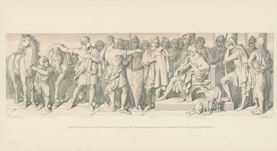 Guy de Ponthieu donne une nouvelle audience à Harold et ses compagnons, dont la libération est demandée par des hérauts du duc Guillaume - Daniel Maclise