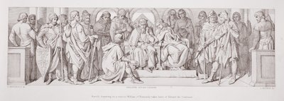 Harold, partant en visite chez Guillaume de Normandie, prend congé d