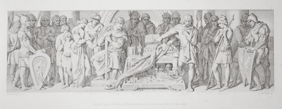Le serment de fidélité de Harold à Guillaume, prêté sur les reliques cachées des saints, de 