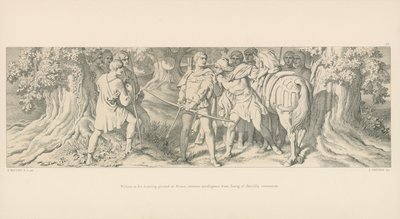 William, dans son terrain de chasse à Rouen, reçoit des nouvelles de Tostig sur le couronnement d