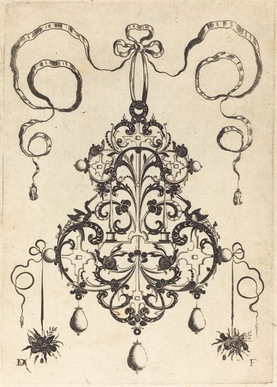 Grand pendentif, en bas à gauche et à droite deux bouquets d