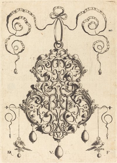 Pendentif en Arabesque avec Deux Oiseaux comme Boucles d