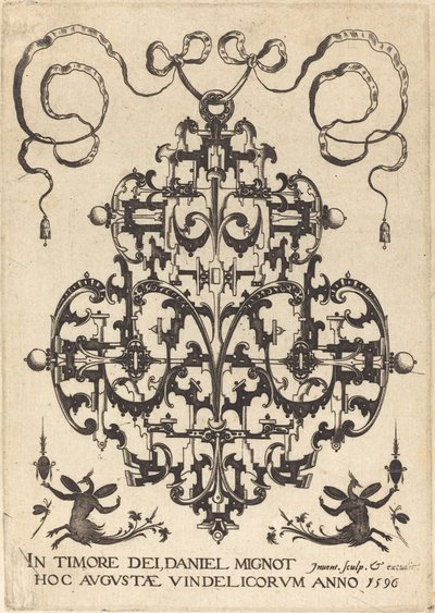 Page de titre : Grand pendentif, deux figures imaginaires ailées en bas - Daniel Mignot