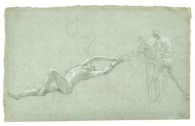 Étude pour Le Siège de Gibraltar (Étude de Figure Sauvée et Deux Figures Tirant sur une Rame), 1785-1786 - Daniel Mytens