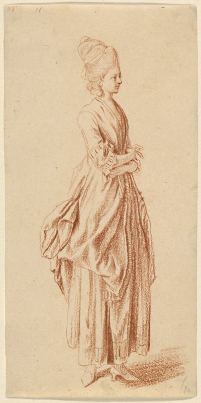 Une dame debout en robe de jour - Daniel Nikolaus Chodowiecki