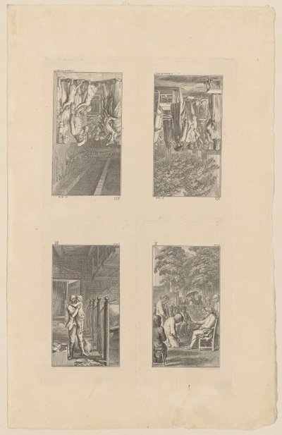Pages 9 à 12 de *Lienhard et Gertrud* de Pestalozzi - Daniel Nikolaus Chodowiecki