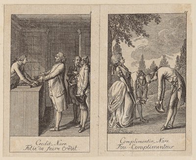 Feuilles 9 et 10 du *Centifolium Stultorum*, « Folies » - Daniel Nikolaus Chodowiecki