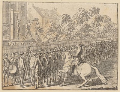 Honnête passage à travers les rangs et malhonnête flagellation - Daniel Nikolaus Chodowiecki