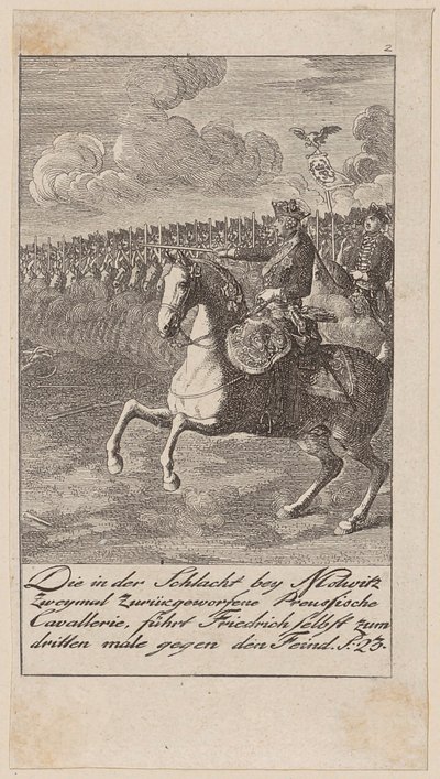 La cavalerie prussienne, repoussée deux fois lors de la bataille de Mollwitz, est menée par Frédéric lui-même pour la troisième fois contre l